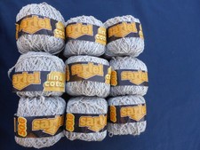 9 pelotes 50 g  gris SARTEL 52%  Lin 48% Coton France Aiguilles crochet  3,5 - 4