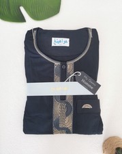 Qamis bleu marine à broderie