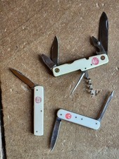 Rare  3 Couteaux  Publicitaire Champagne Canard Duchene Ludes Pliable   KNIFE 