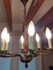 Ancien lustre en bronze- 6 branches--années 50