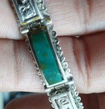 Vintage bracelet Péruvien scènes et facettes Pierre onyx 