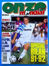 FOOTBALL ONZE MONDIAL HS n°9 BILAN 1992 OM CHAMPION + ZIDANE + DRAME FURIANI