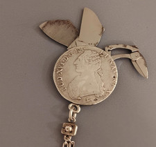 PIECES COINS ELOI PERNET LOUIS XVI ECU ONGLIER PORTE CLES SOLID SILVER VINTAGE
