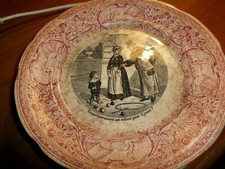 2 très anciennes ASSIETTES parlantes "Devinettes" Opaque de SARREGUEMINES