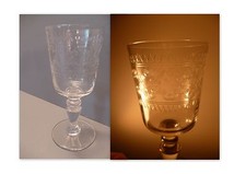 Verre de table ancien en cristal ciselé:12.5cm