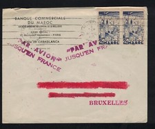 TIMBRES AVIATION MAROC TO BRUXELLES VIA LA FRANCE AVRIL 1940
