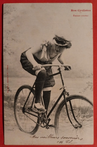 Carte postale vélo femme - vélo,