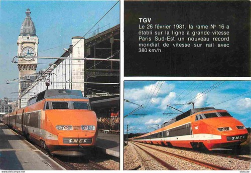 Carte postale trains tgv - -,