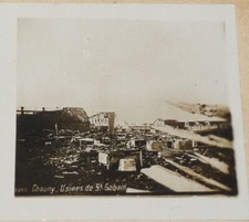 PHOTO STEREOSCOPIQUE GUERRE 14-18 FRANCE CHAUNY USINES ST GOBAIN