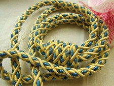 Embrase cordelière grosse sans pompons rideau bleu  jaune satiné A4