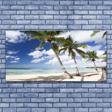 Impression sur verre Image Tableau 140x70 Paysage Mer Plage Palmiers