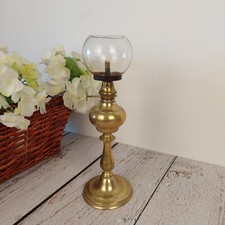 Lampe française vintage à essence sur pied style Gardon France en laiton verre