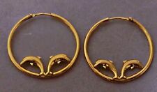 Belles Boucles d’oreilles plaqué Or 18carats créoles Dauphins cadeau Noël