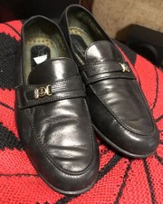 Christian Pellet Vintage Chaussures Cuir Noir Taille 7,5 (41,5) Mocassin