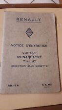 Renault Voiture Monaquatre Type UY, Notice d'entretien Mars 1932 RENAULT origine