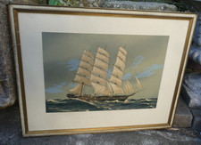 George Fouillé peintre de la Marine Gouache au Pochoir "Cap Hornier" bon état