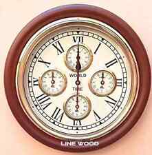 World Time Horloge Mural Bois