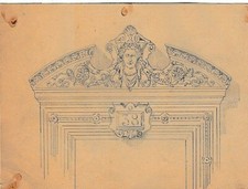 DESSIN ANCIEN XIXème - ARCHITECTURE PROJET DE DESSUS DE PORTE D'ENTREE