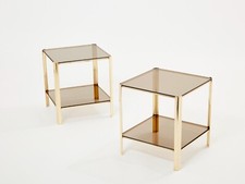 Paire de tables bouts de canapé bronze J.T. Lepelletier années 60