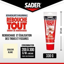 Enduit de rebouchage rebouche tout pâte trou fissure saignée 330g SADER