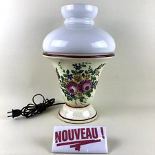 ➜LAMPE à poser/de table forme de vase céramique globe/abat-jour opaline ancienne