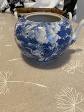 THÉIÈRE / TISANIERE CHINOISE PORCELAINE ANSE BAMBOU-