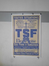 AUTHENTIQUE AFFICHE ANCIENNE - TSF ELECTRICITE -TOUR EIFFEL.