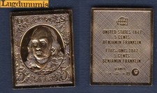 Etats Unis Timbre Vermeil Etats Unis 1847 5 Cents Benj Franklin Argent Plaqué OR