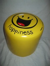 Ancien POUF JAUNE HAPPINESS SMILEY WORLD FOR INCIDENCE en SIMILI Tabouret Siège