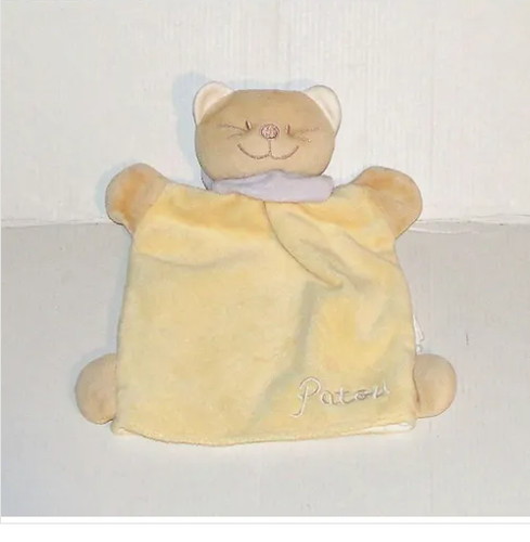 Doudou chat patou - jaune, et
