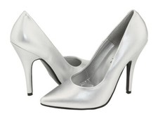 Escarpins Chaussures Haut Talons Sexy Vinyle Argenté Pleaser FR 39 US 9