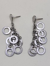 Ancienne Paire Boucle Oreille Argent Massif Art Deco #A12.5