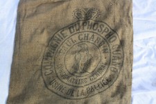 Sac en toile de jute Phospho Guano Pingouin engrais burlap bag grain hessian