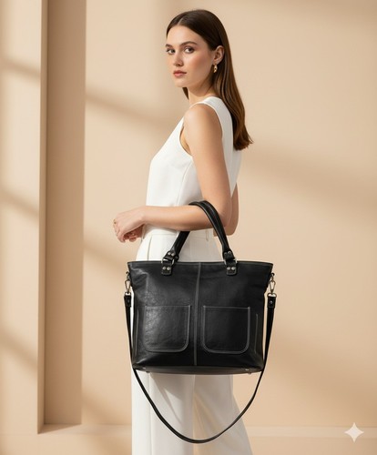 Sac cabas cuir fait main - sac,