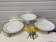 Lot 3 Compotiers Ceramique Blanche Dore Decor Floral À B France Deco Vintage