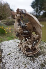 SK257A  TETE MORT  FIGURINE  CRANE DRAGON SQUELETTE   GOTHIQUE SKULL