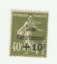 ♣ Timbre France Caisse d'Amortissement N° 275 40c +10c 40c Olive Neuf * Beau