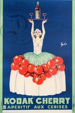 PLAQUE ALU DECO REPRO AFFICHE KODAK CHERRY APERITIF AUX CERISES PLATEAU ALCOOL