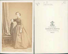 Mme Salleron CDV, vintage albumen carte de visite,  CDV, tirage albuminé, 6 x 