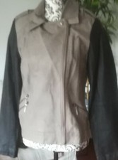 Blouson  perfecto  femme effet reel cuir "Cache cache" T40 M 42 L Comme neuf