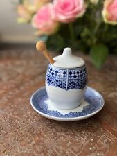 Moutardier porcelaine COCEMA de Fès, Maroc, bleu de Fès