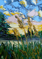 Tableau huile été coucher de