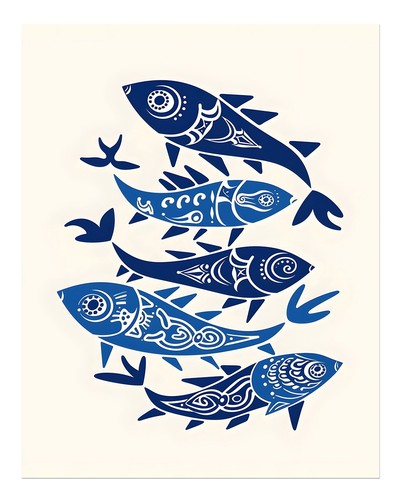 Art mural avec motif poisson