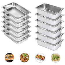VEVOR Bac Inox Alimentaire Plateau de Service Plats 8,5/13/20,5 L Lot de 4/6 pcs