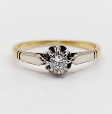 Bague solitaire art deco or 18k diamant 0,15 carats (circa 1930)
