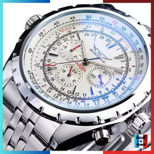 ✅ Montre Homme - Jaragar 6905 Automatique Acier - Couleur Blanc & Argent