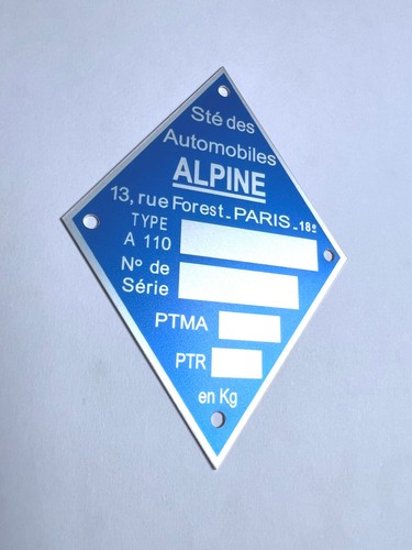 Plaque constructeur alpine - plaque,