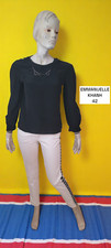 Emmanuelle Khanh Taille 42  blouse Vintage manches longues noire femme chemise