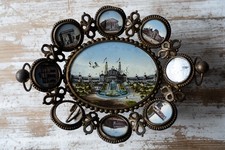 Corbeille en métal Vide poche ancien monuments de Paris collés sous verre