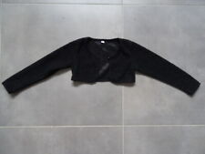 Gilet court laine noir manches